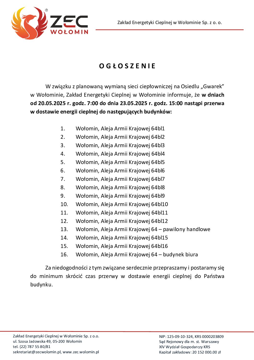 OGŁOSZENIE