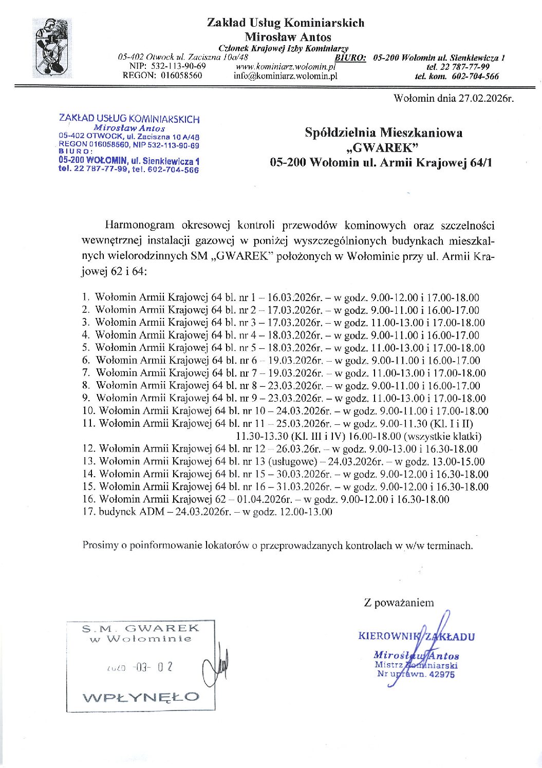 Przeglądy przewodów kominowych