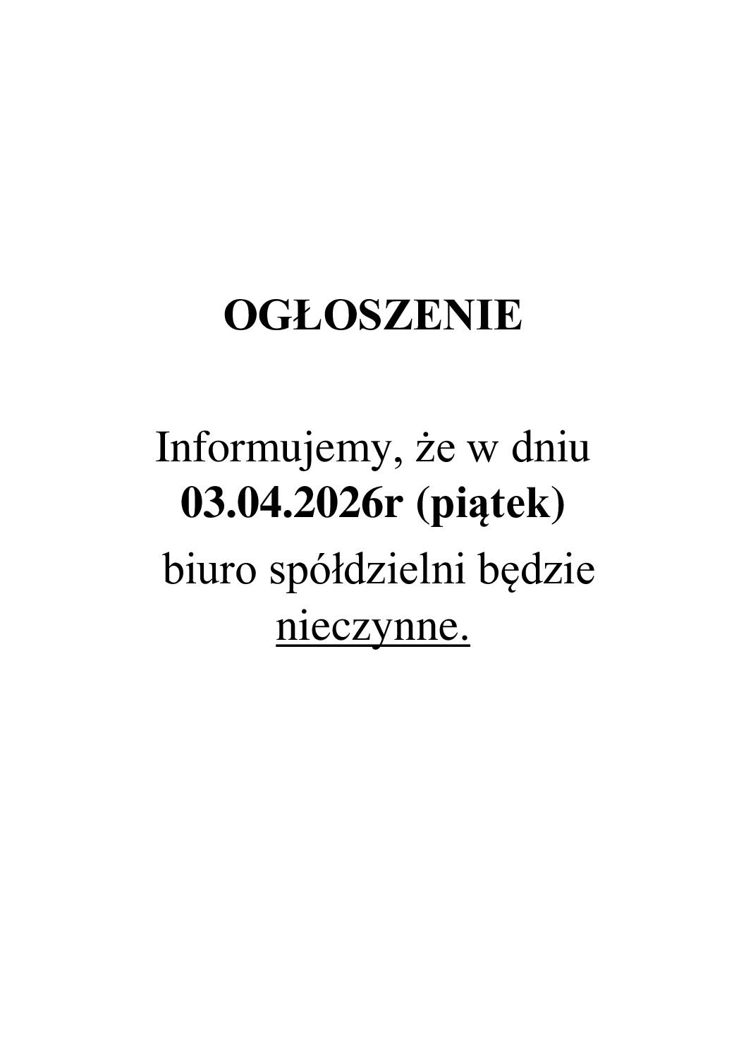 OGŁOSZENIE